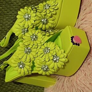 Floral Yellow Platform Sandals